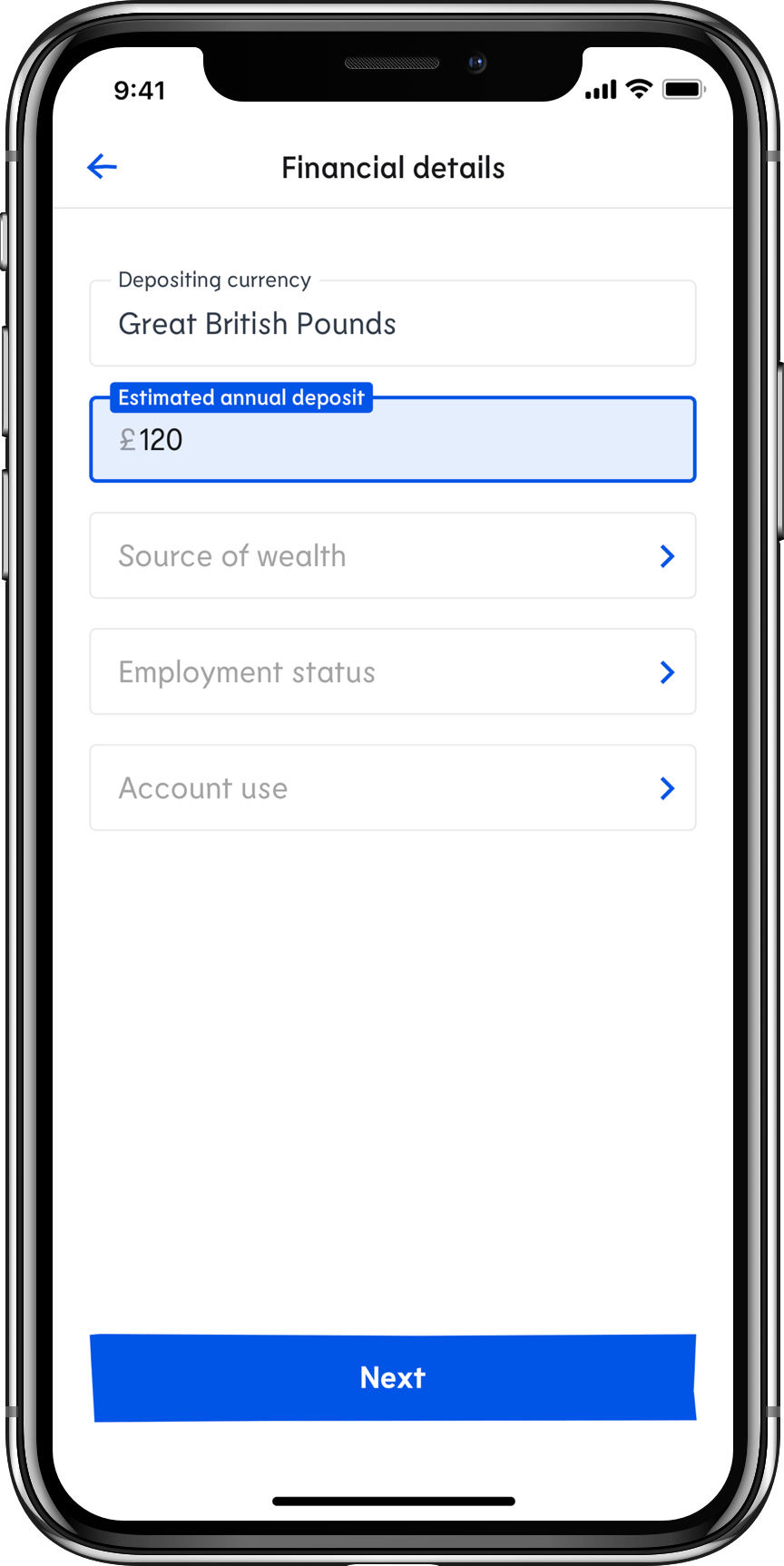 Ipagoo financial details screen